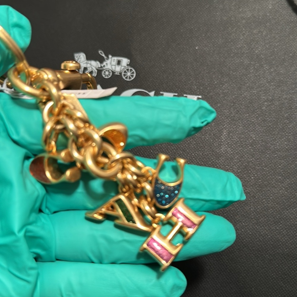 New Coach keychain/bag multicolor charms with Gold hardware - Picture 5 of 9